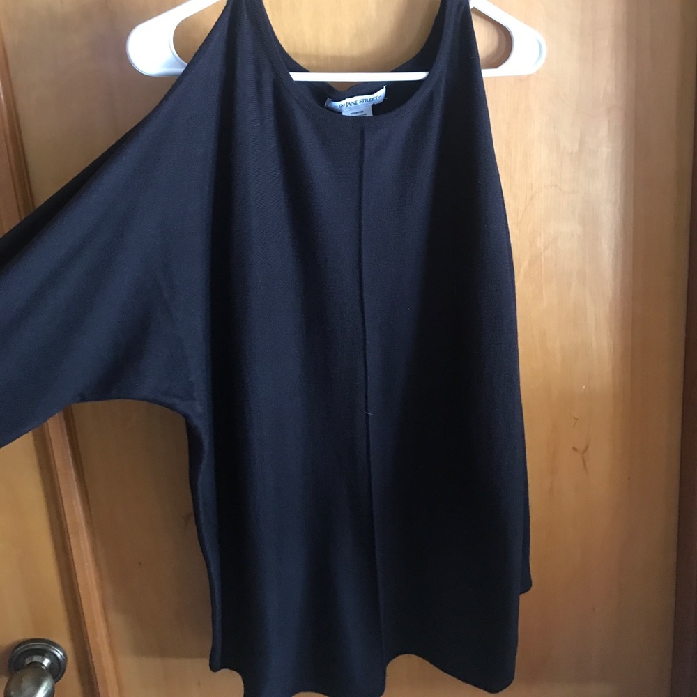 Black, open shoulder top